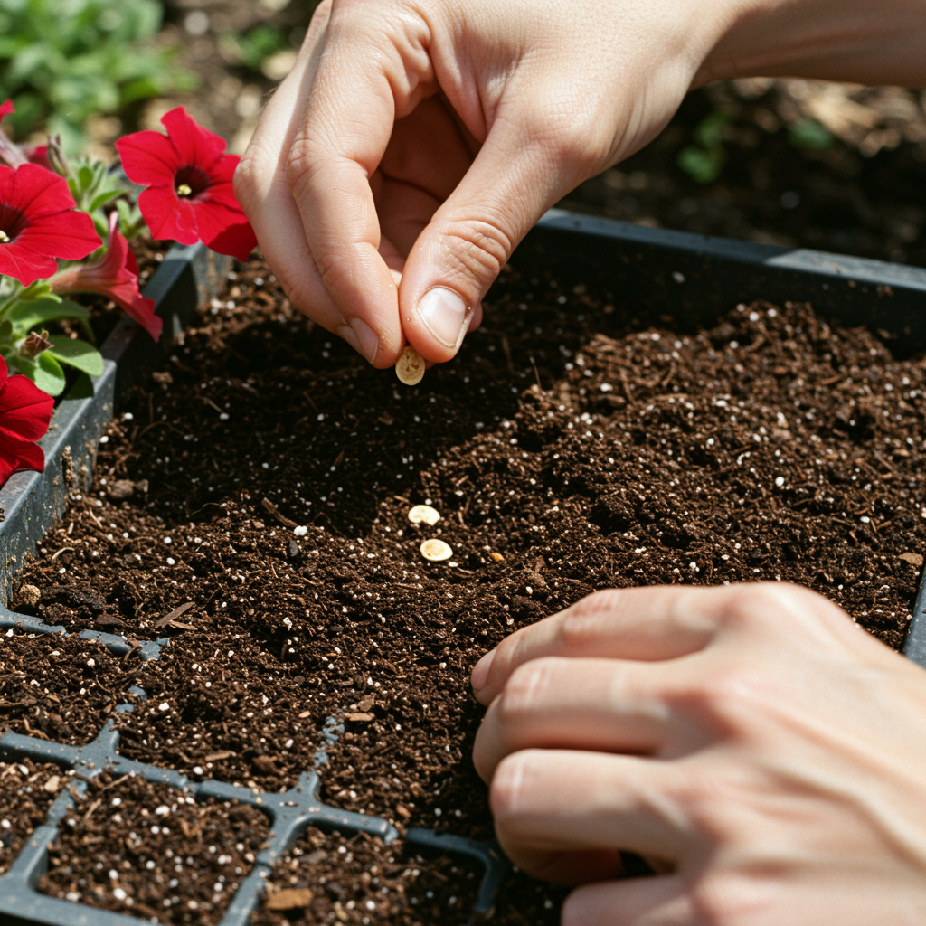 Deep Red Petunia Seeds – Rich Velvety Blooms for Gardens & Hanging Baskets