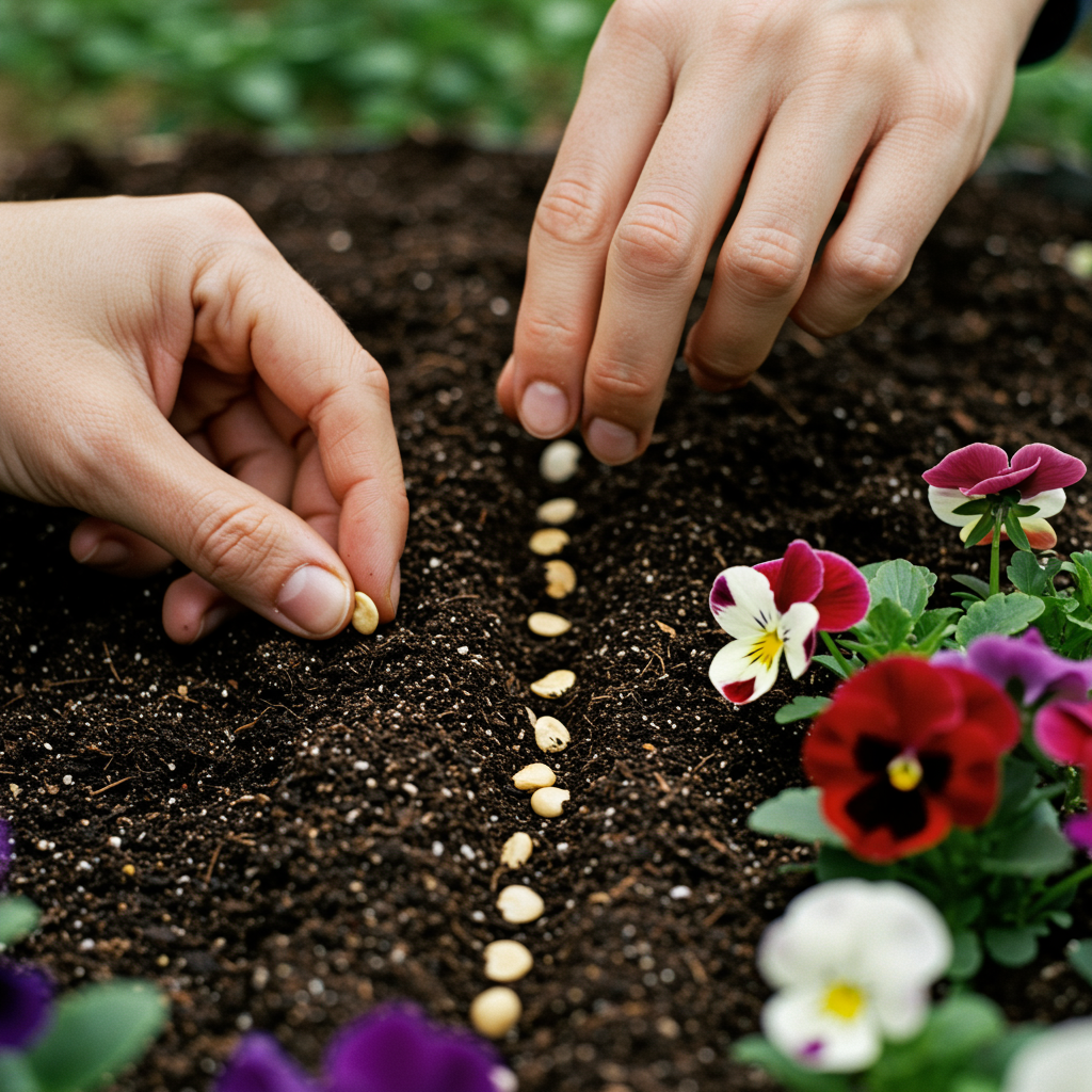 Red & White Pansy Flower Seeds – Striking Bi‑Color Blooms