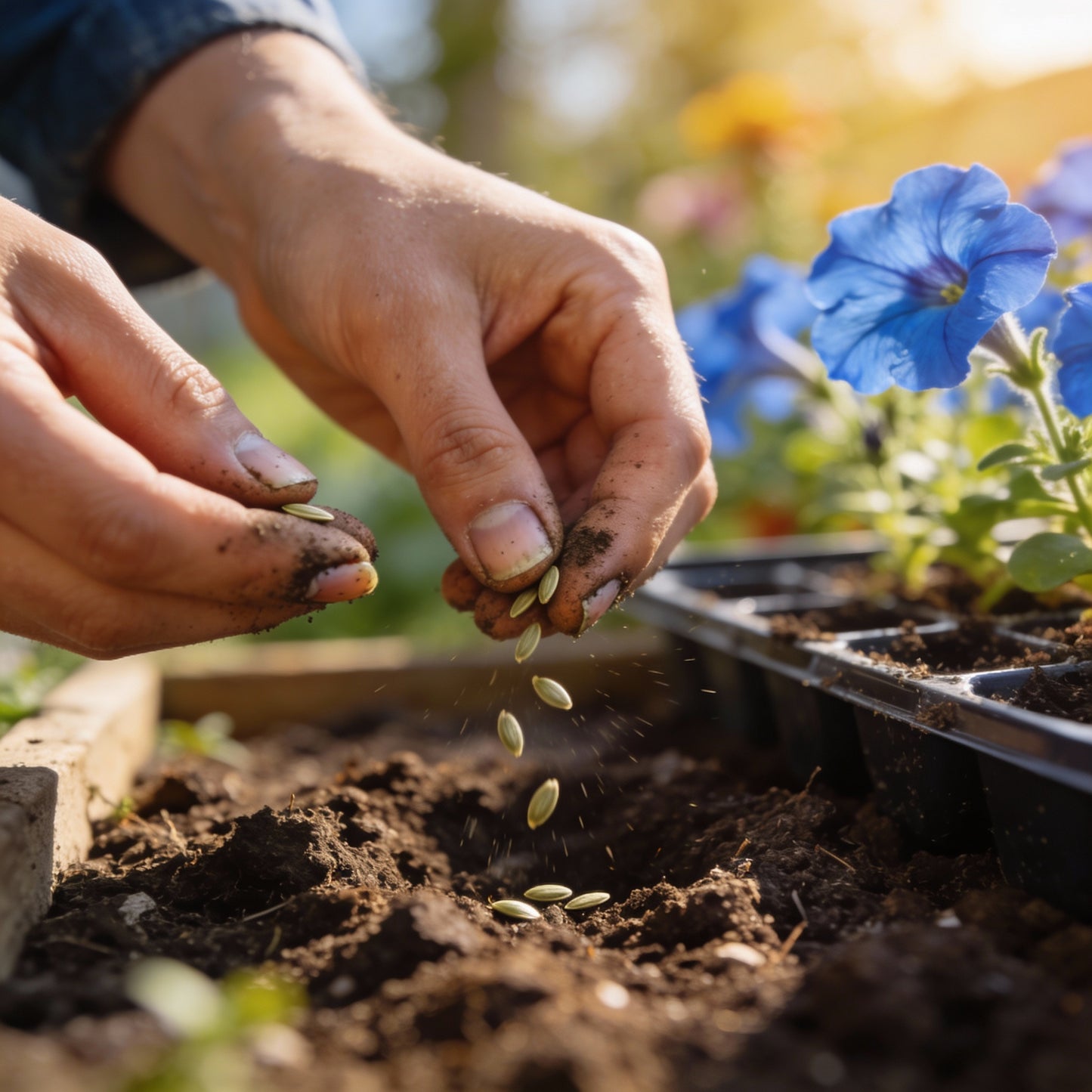 Sky Blue Petunia Seeds – Soft Airy Blooms for Gardens & Hanging Baskets
