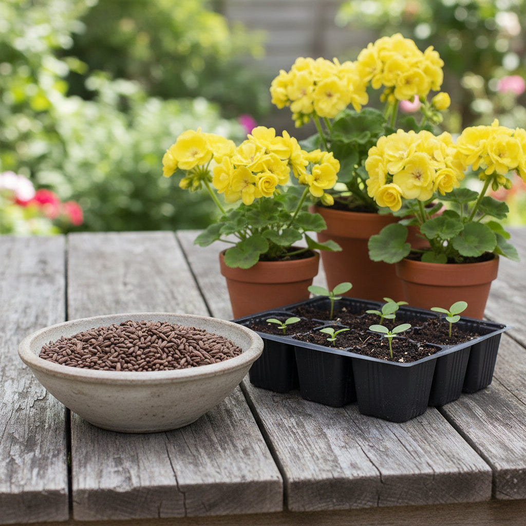 Premium Yellow Japanese Rosebud Pelargonium Geranium Flower Seeds