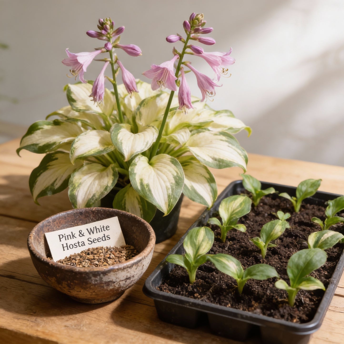 Pink & White Hostas Seeds for Planting – Shade-Loving Foliage Plant for Gardens