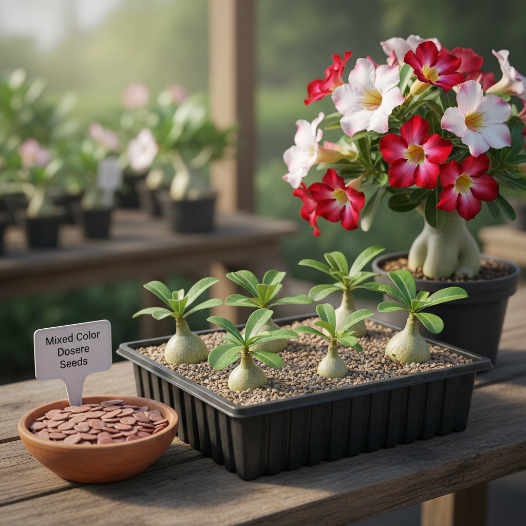 Mixed Color Desert Rose Seeds – Adenium Obese for Exotic Bonsai & Garden