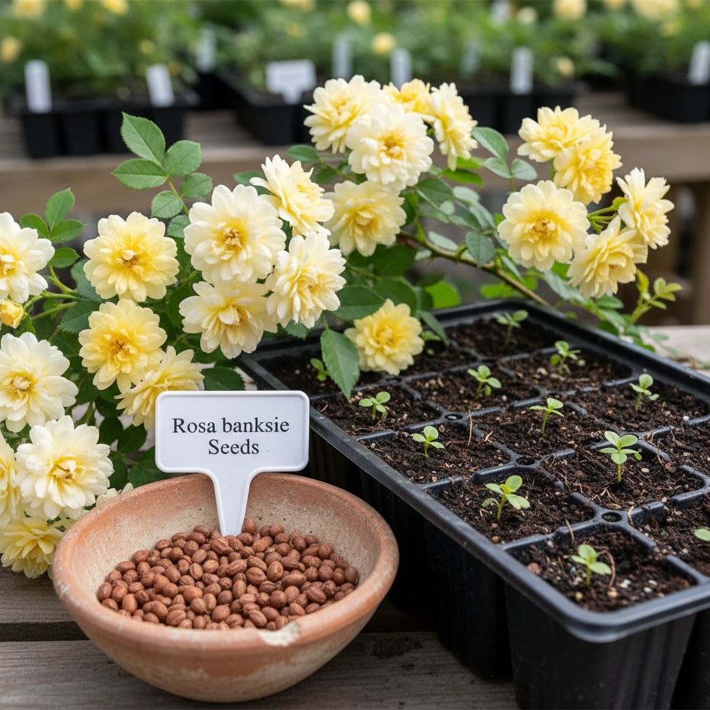 Rosa Banksiae Flower Seeds for Planting – Lady Banks Yellow Climbing Rose Seeds