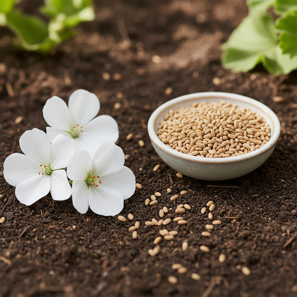 White Geranium Flower Seeds – Elegant Pure Blooms, Easy to Grow