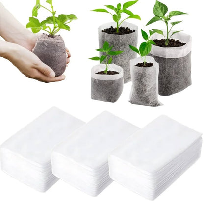 100pcs Non-Woven Fabric Seeding Bags Biodegradable Nursery Bags