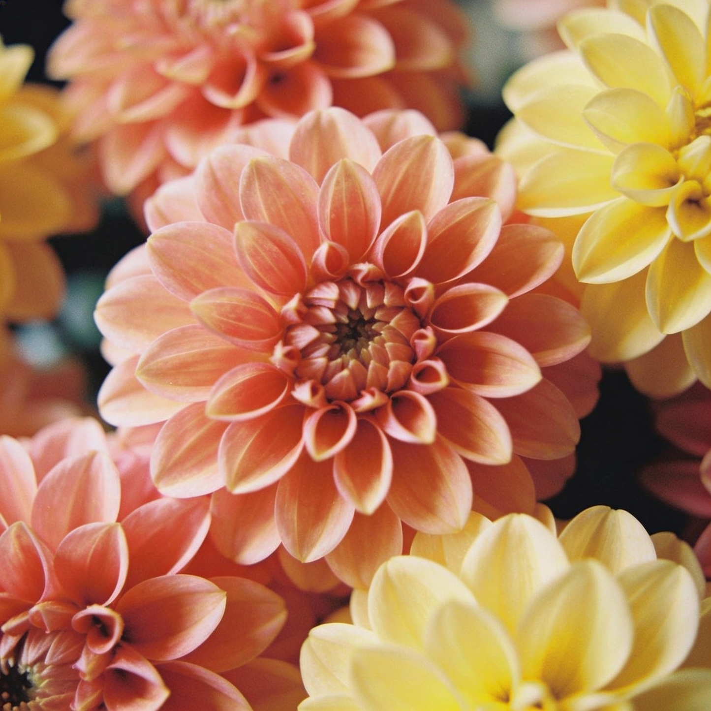 Mixed Peach and Yellow Dahlia Flower Seeds - Dahlia Flower Seeds for Garden