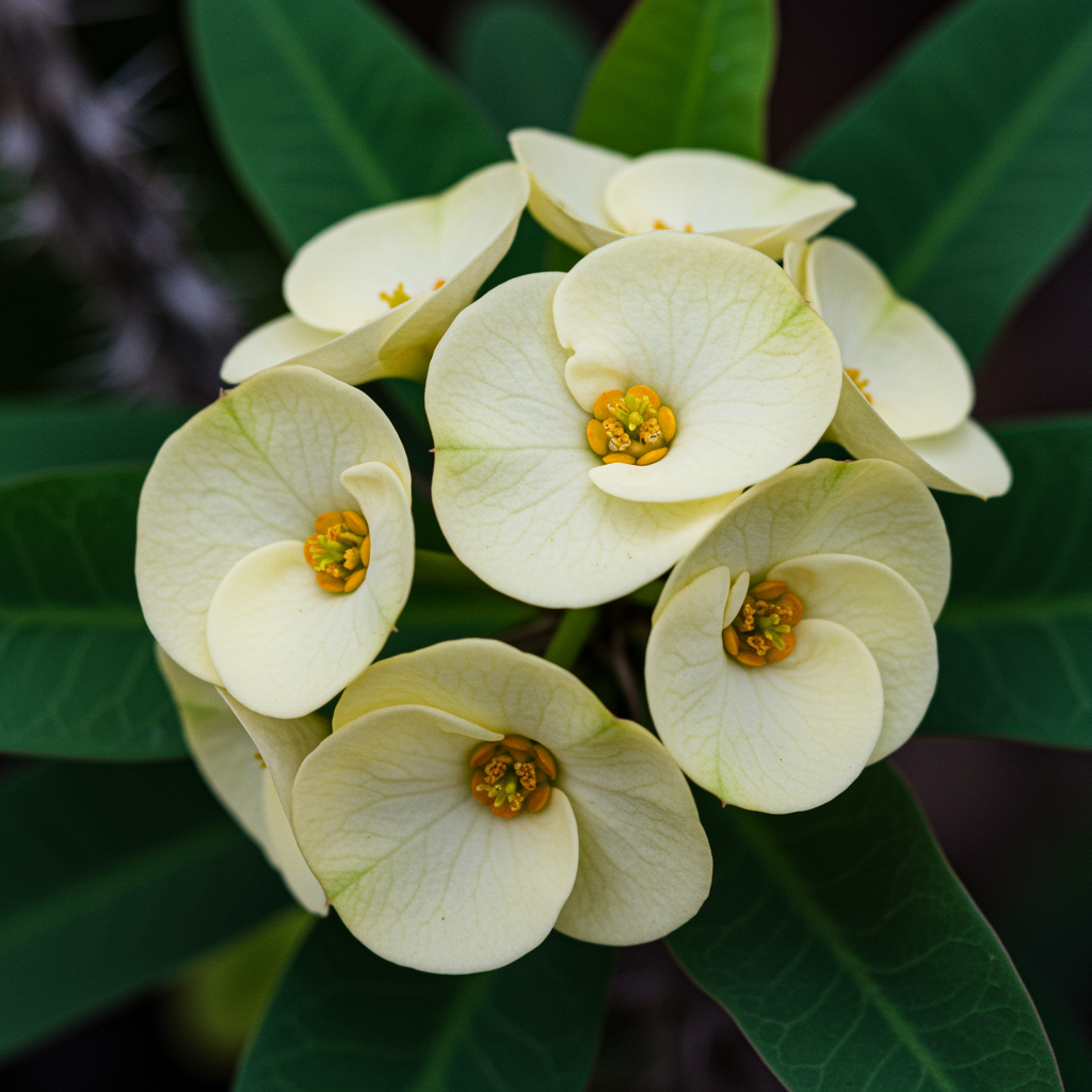 White Euphorbia Milii Seeds - White Crown of Thorns Flower Seeds for Garden