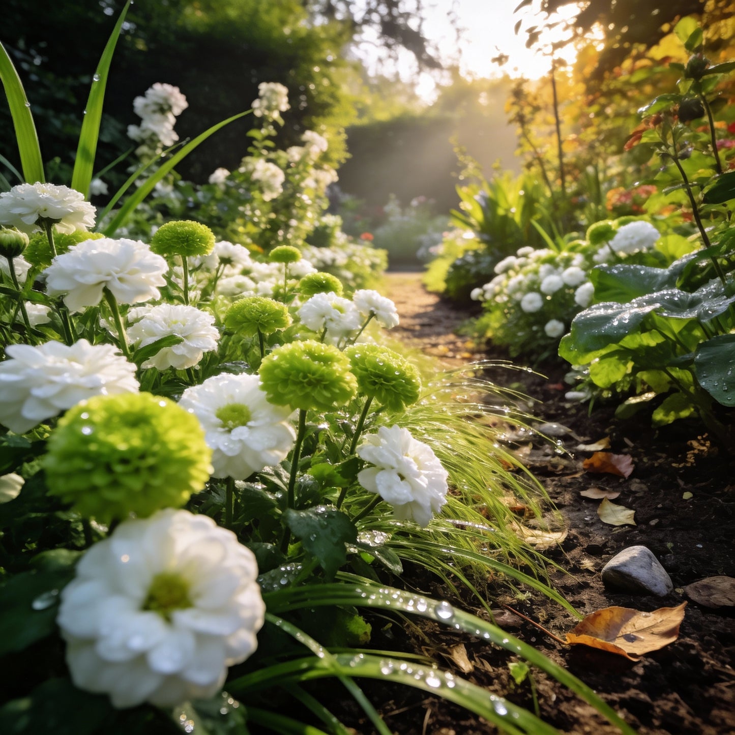 Green and White Flower Seeds Mix for Garden Planting