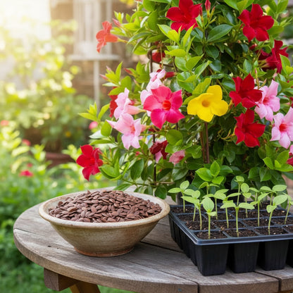 Mandevilla Sanderi Seeds for Planting – Brazilian Jasmine Colorful Fragrant Blooms