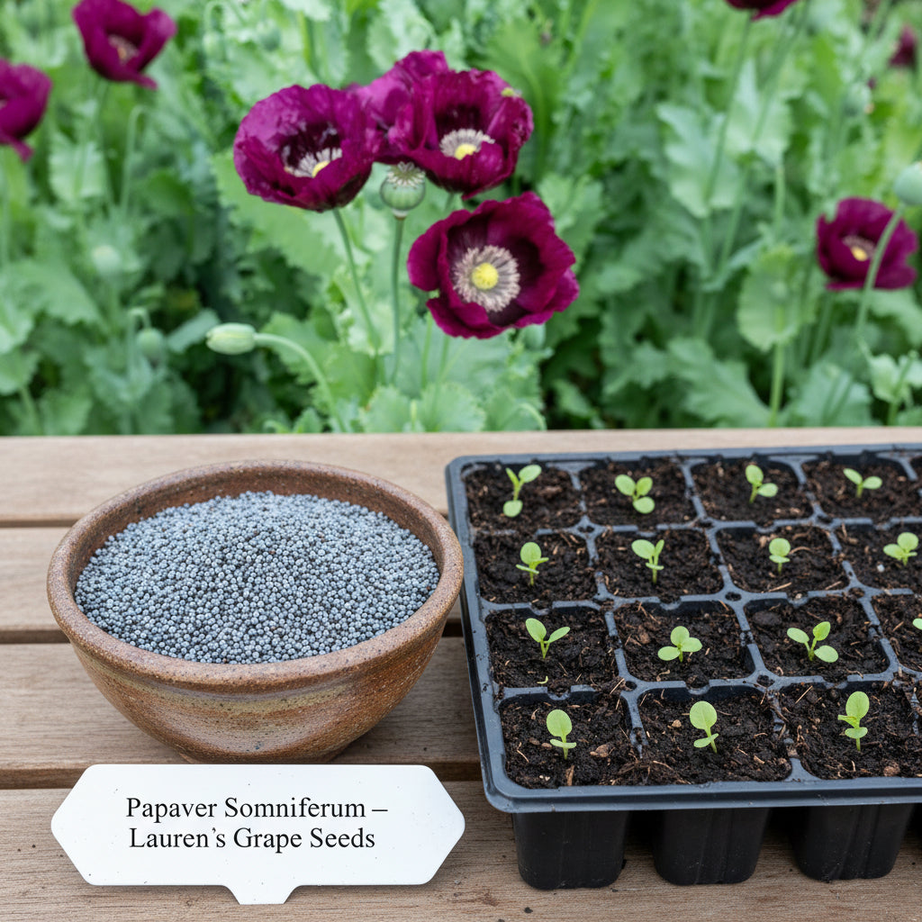 Poppy Papaver somniferum Lauren’s Grape Flower Seeds for Planting