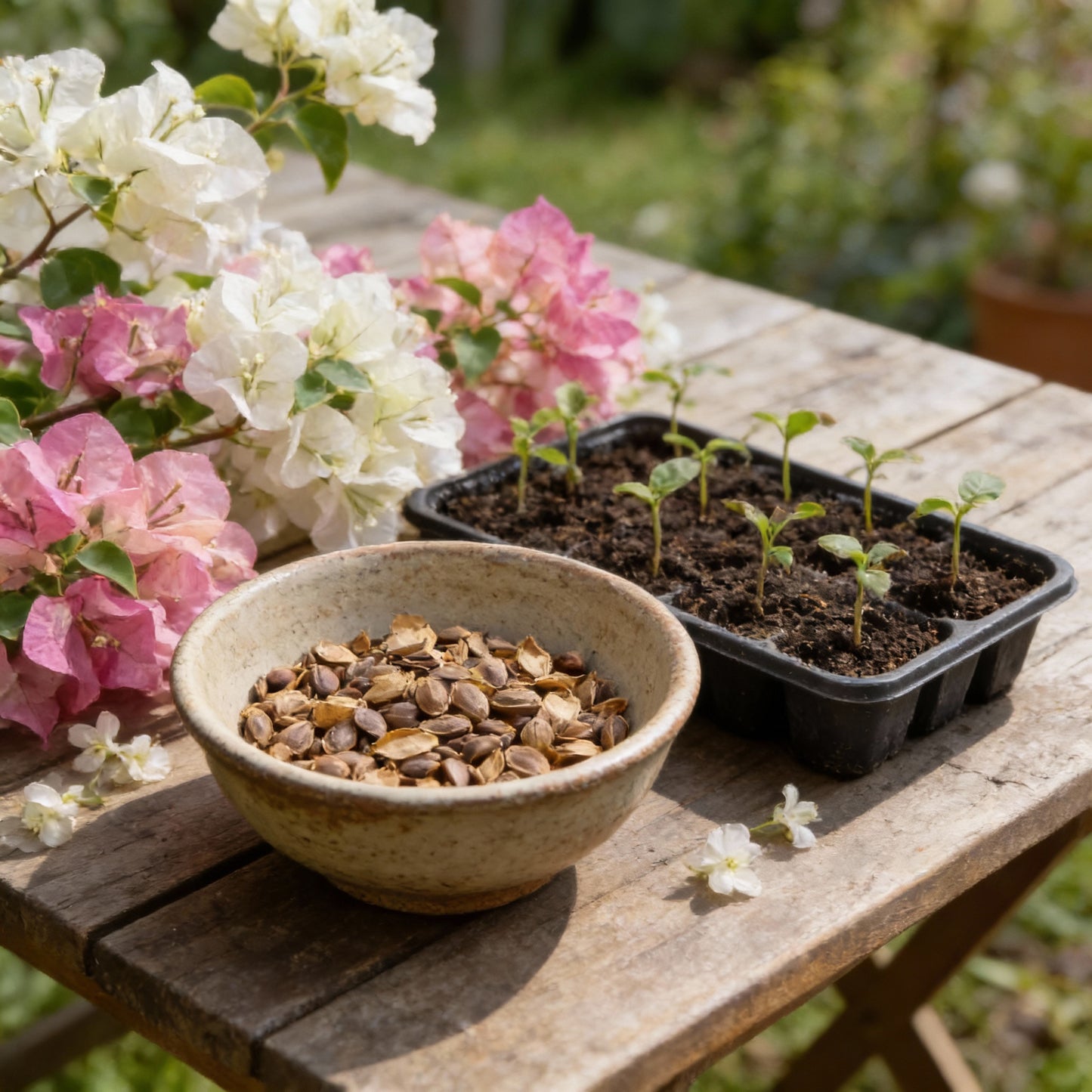 White Pink Bougainvillea Seeds for Planting - Trellis Climber