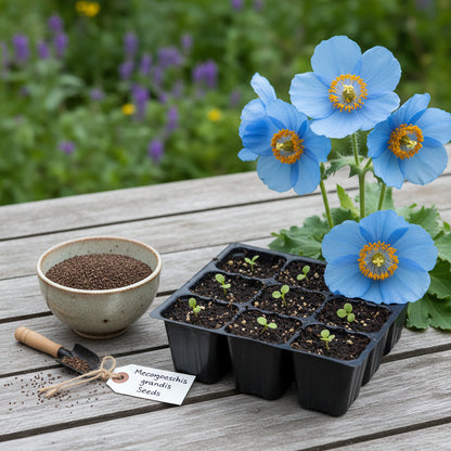 Meconopsis Grandis Flower Seeds for Planting – Stunning Blue Himalayan Poppy Seeds for Garden Perennial Blooms