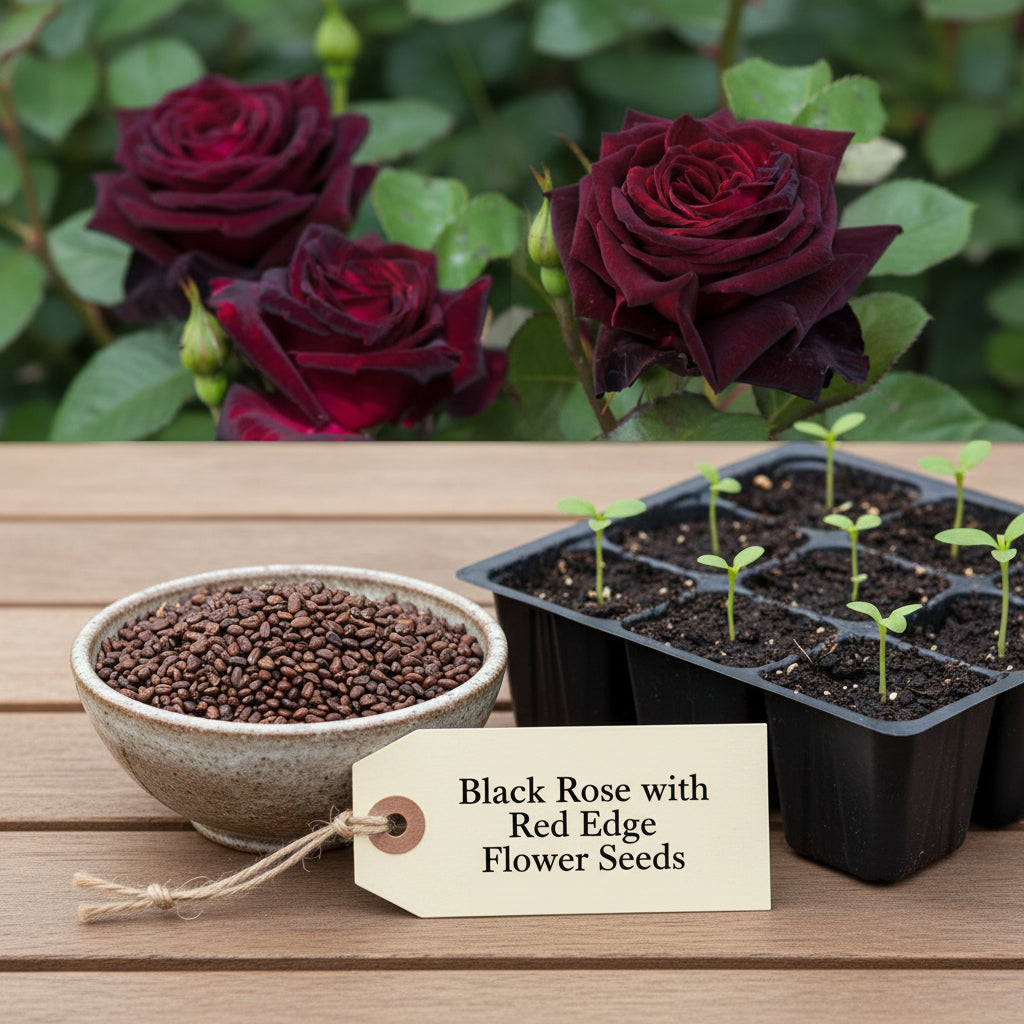 Black Rose with Red Edge Flower Seeds for Planting – Exotic Perennial Blooms