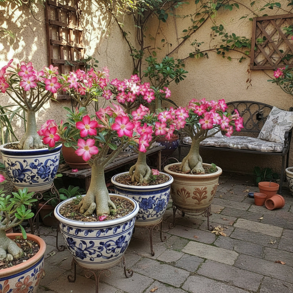 Pink and White Adenium Obesum Flower Seeds for Planting – Desert Rose Blooms