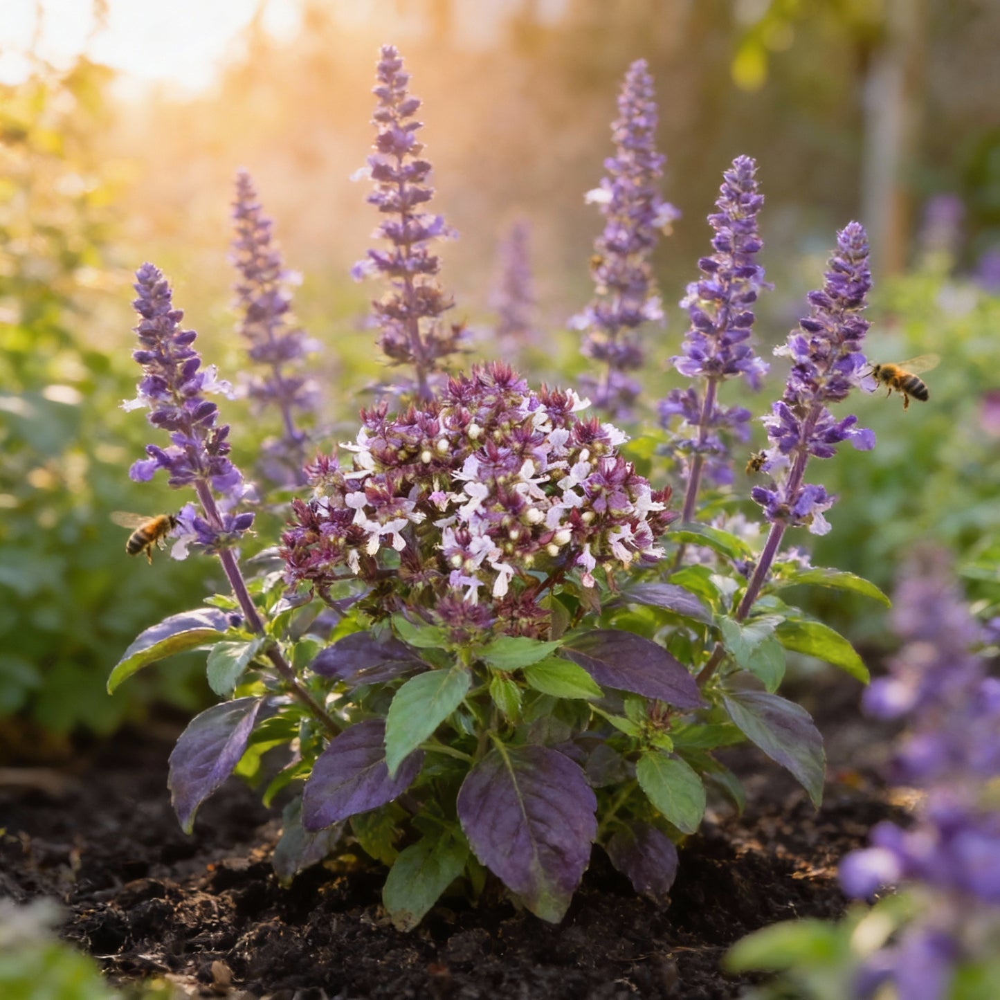 African Blue Basil Seeds – Aromatic, Pollinator-Friendly Culinary Herb