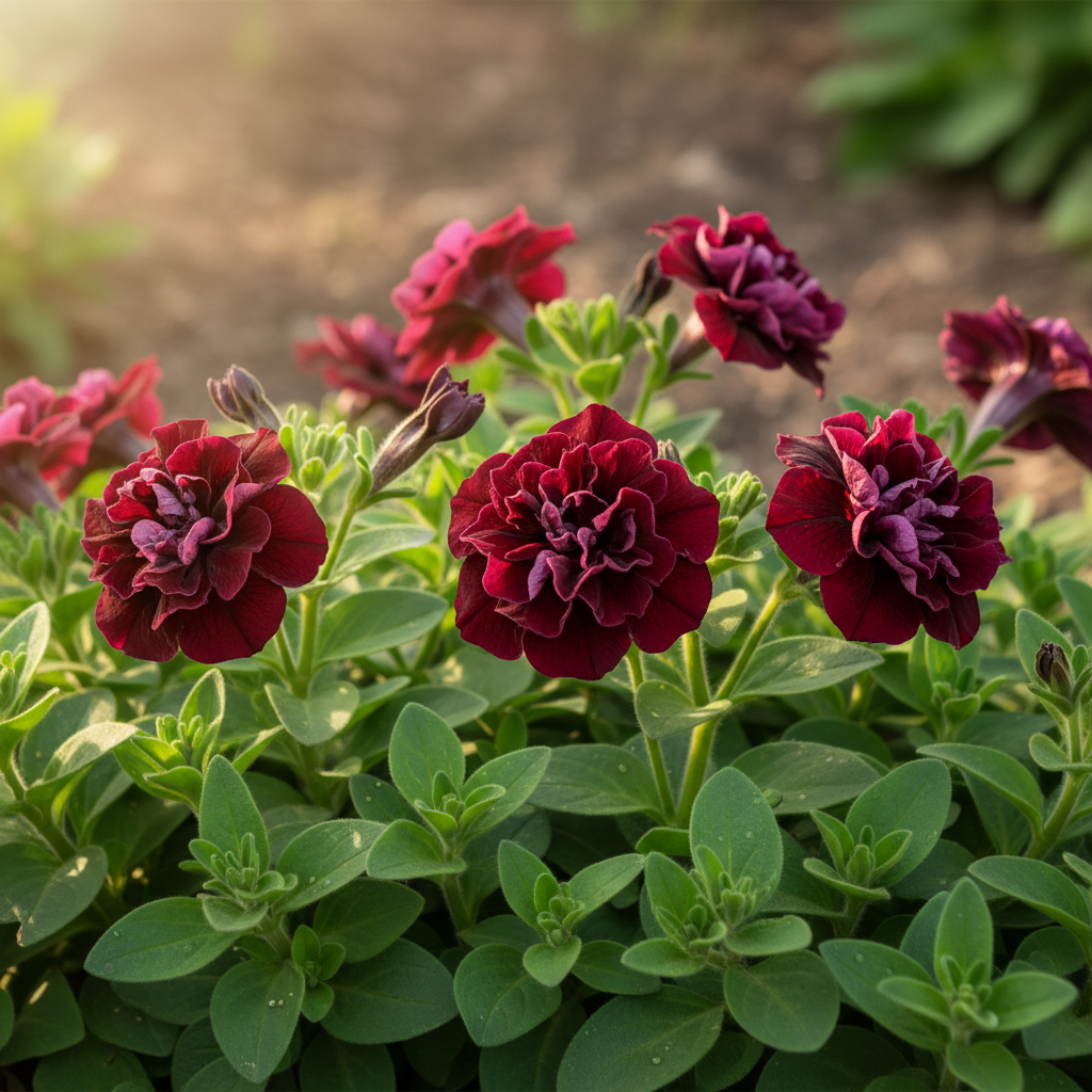 Petunia Burgundy Blooms Double Floribunda Seeds for Garden