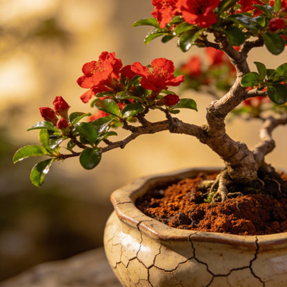 Red Flowering Bonsai Seeds In Crack Vase for Garden Planting