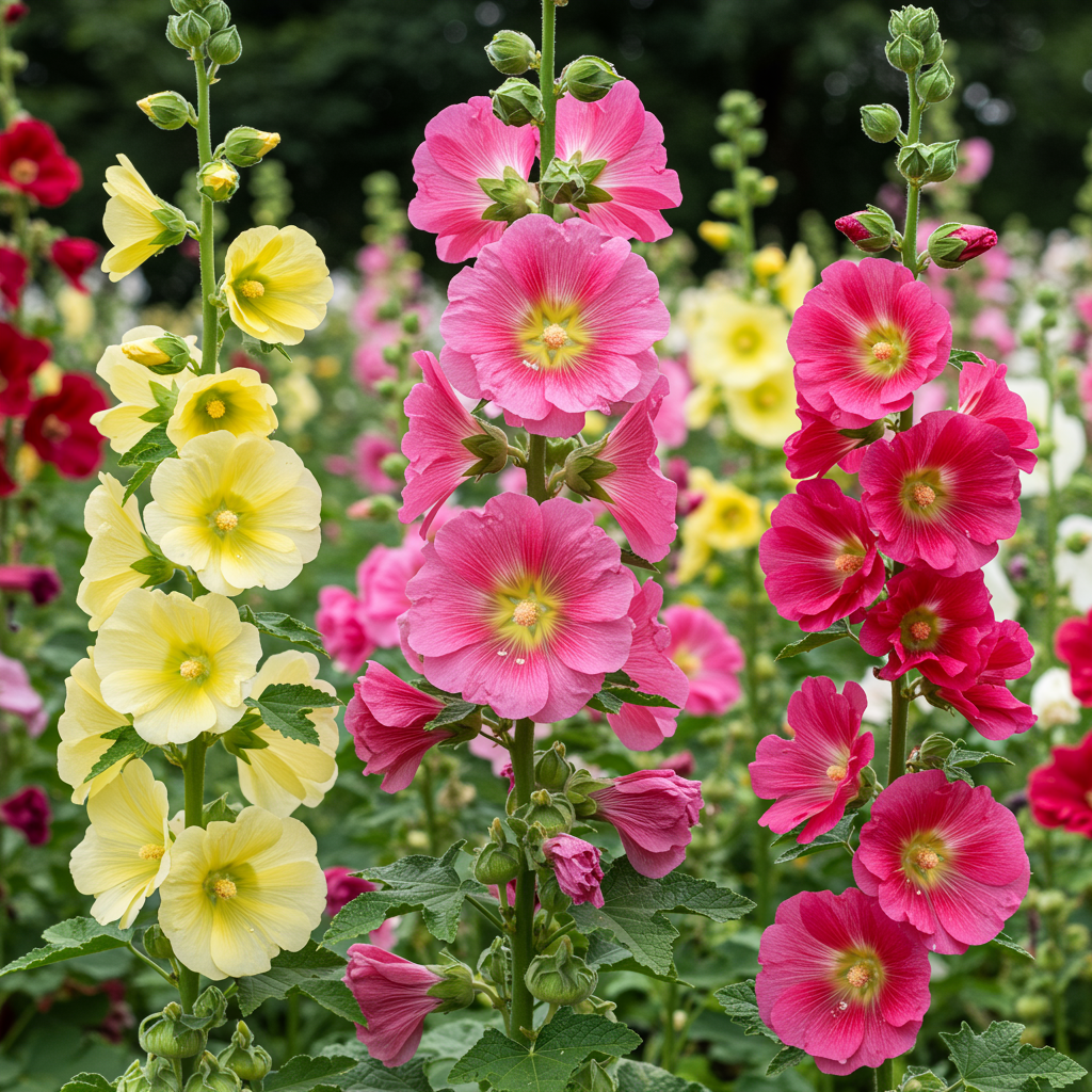 Alcea ficifolia Cottage Mixed Flower Seeds – Cottage Garden Blooms for Planting
