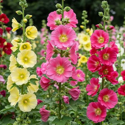 Alcea ficifolia Cottage Mixed Flower Seeds – Cottage Garden Blooms for Planting
