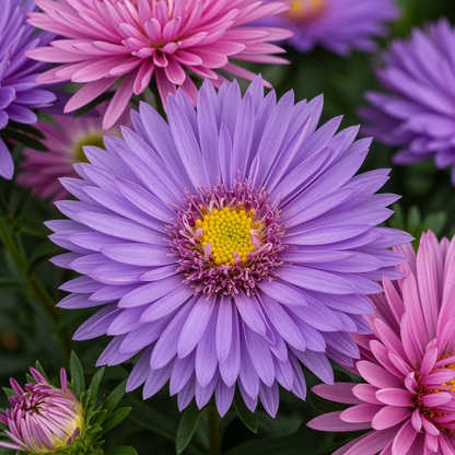 Aster Michaelmas Daisy Ostrich Plume Mix Seeds for Garden Planting