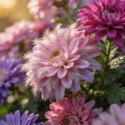 Aster Michaelmas Daisy Ostrich Plume Mix Seeds for Garden Planting