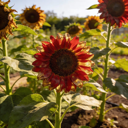 Red with Golden Highlights Sunflower Seeds for Garden Planting
