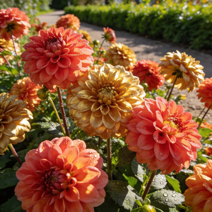Mixed Coral and Gold Dahlia Flower Seeds - Dahlia Flower Seeds for Garden
