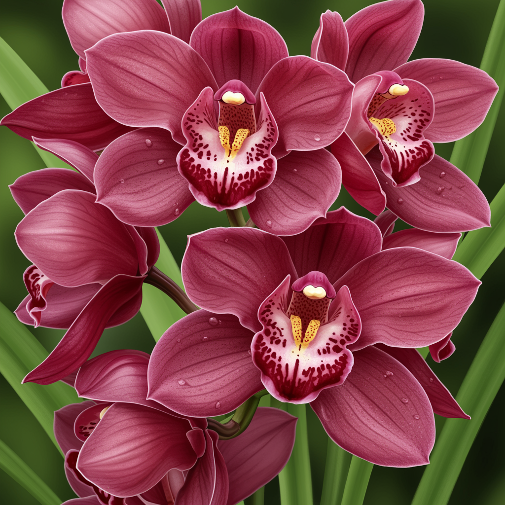 Red Chinese Cymbidium Orchid Flower Seeds for Garden Planting