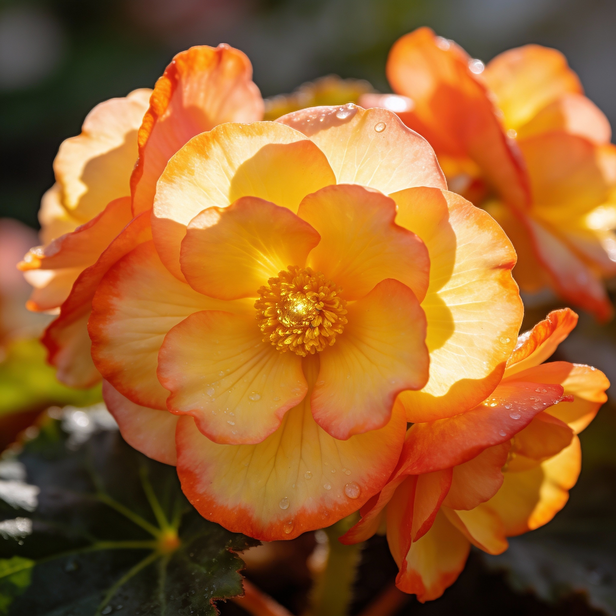 Orange Yellow Begonia Flower Seeds - Bicolor Begonia Flower Seeds for Garden