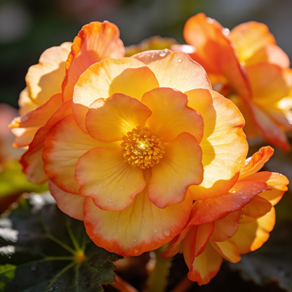 Orange Yellow Begonia Flower Seeds - Bicolor Begonia Flower Seeds for Garden