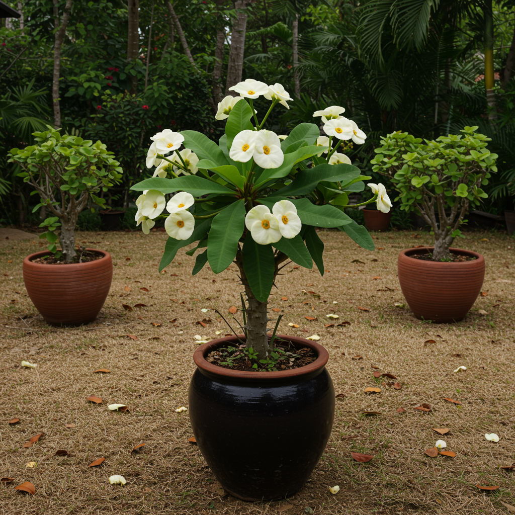 White Euphorbia Milii Seeds - White Crown of Thorns Flower Seeds for Garden