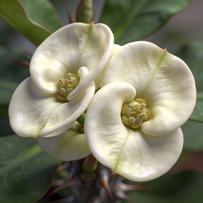 White Euphorbia Milii Seeds - White Crown of Thorns Flower Seeds for Garden