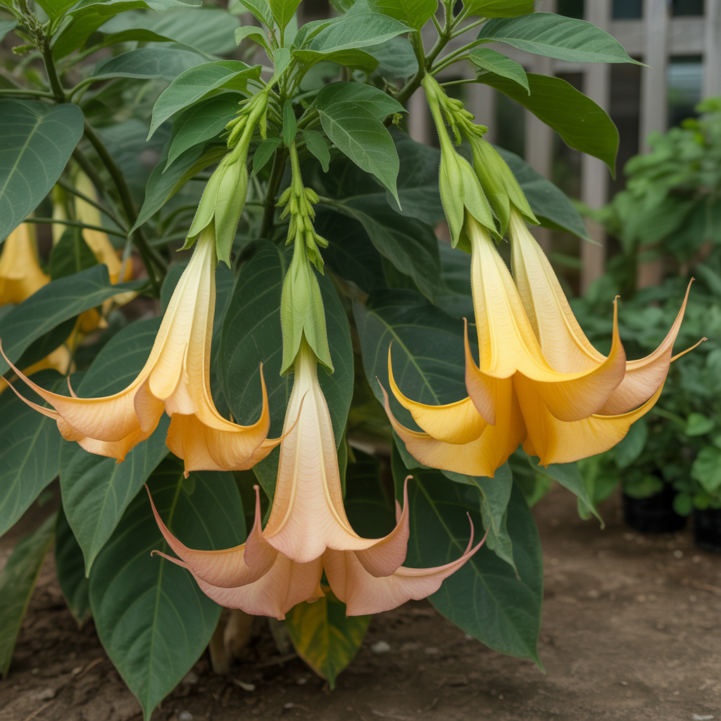 Brugmansia sanguinea Aurea Flower Seeds – Golden Trumpet for Planting