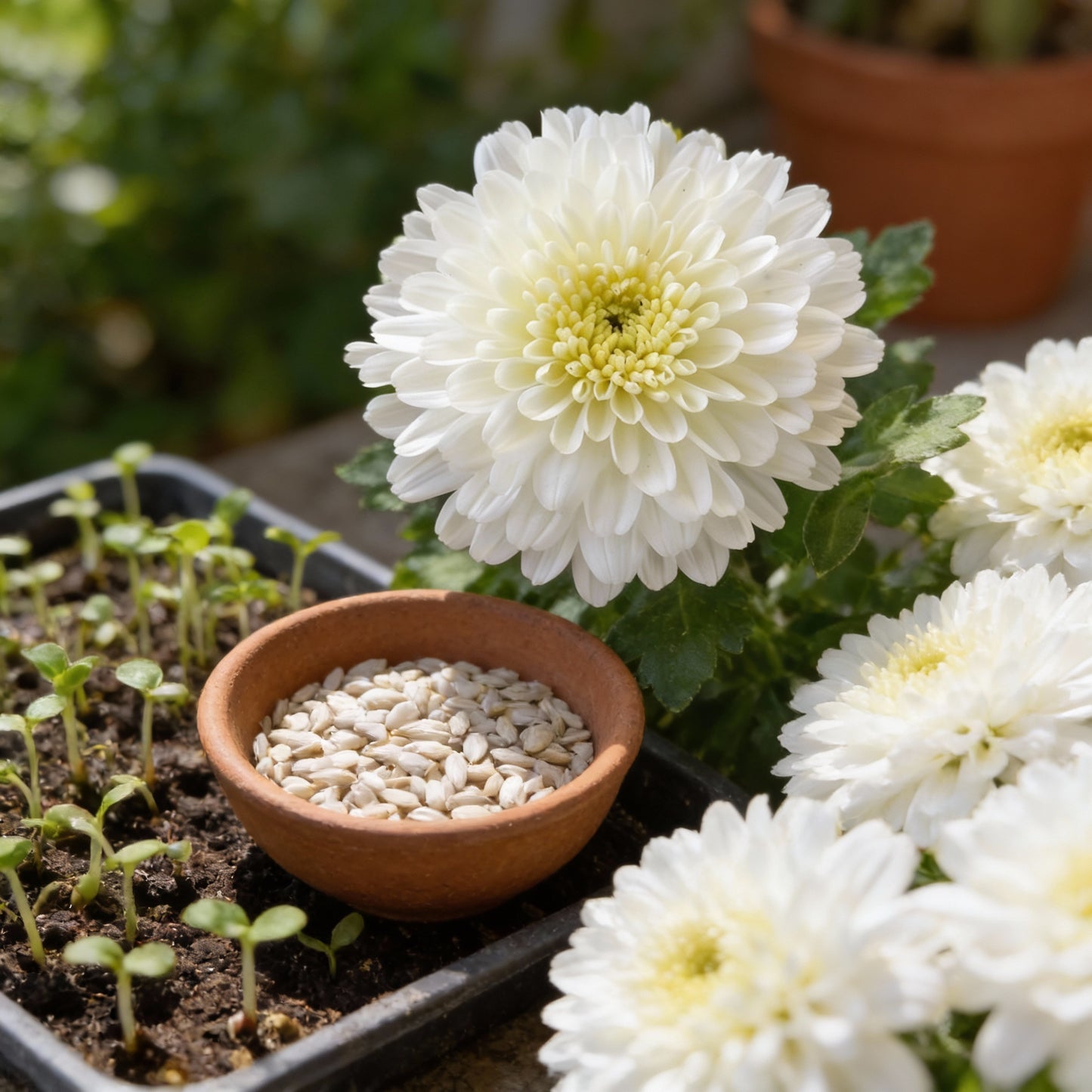 Premium White Chrysanthemum Flower Seeds for Planting
