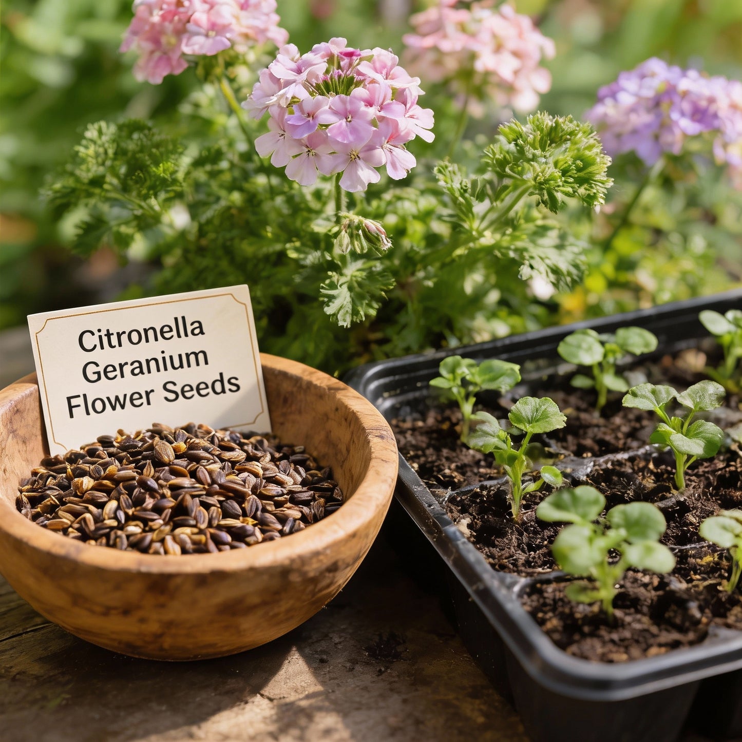 Citronella Geranium Flower Seeds for Planting – Mosquito Repellent Ornamental Plant