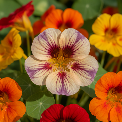 Lady Bird Cream Purple Nasturtium Flower Seeds - Nasturtium Flower Seeds for Garden