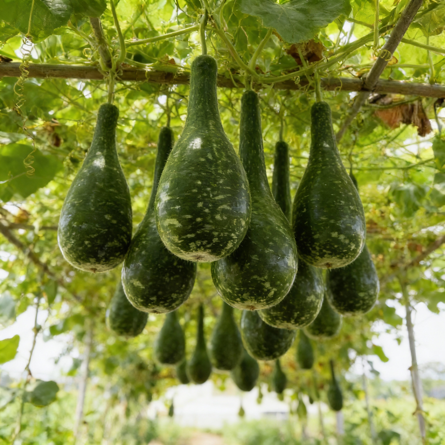 Bottle Gourd Speckled Long Green White Seeds for Gardening