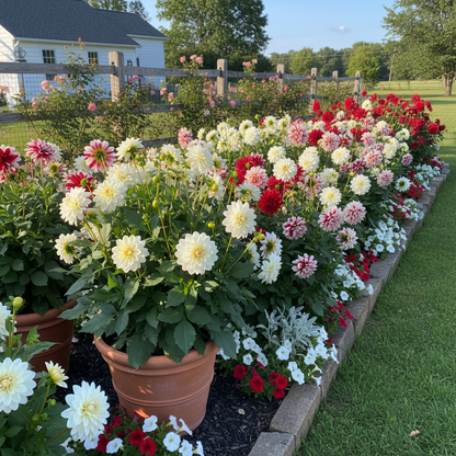 Mixed White and Red Dahlia Flower Seeds - Dahlia Flower Seeds for Garden