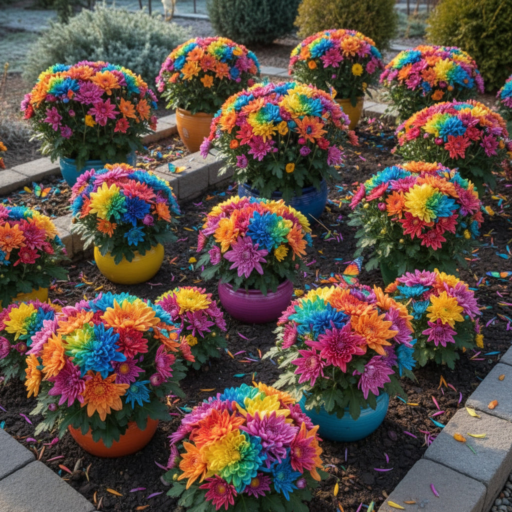 Dwarf Rainbow Chrysanthemum Flower Seeds for Planting – Compact Blooms