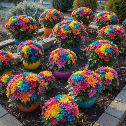 Dwarf Rainbow Chrysanthemum Flower Seeds for Planting – Compact Blooms