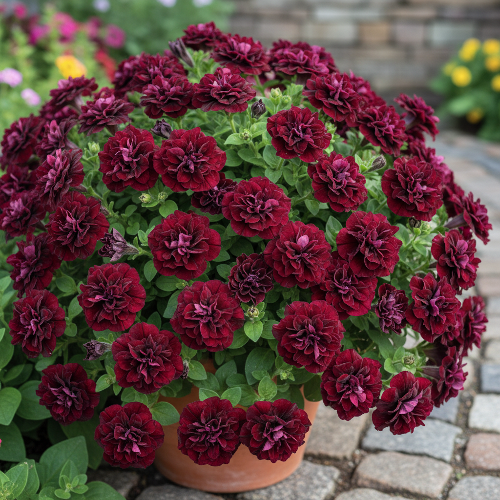 Petunia Burgundy Blooms Double Floribunda Seeds for Garden