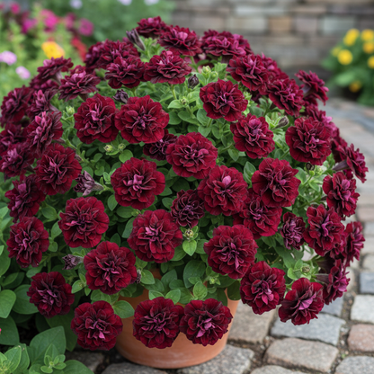 Petunia Burgundy Blooms Double Floribunda Seeds for Garden