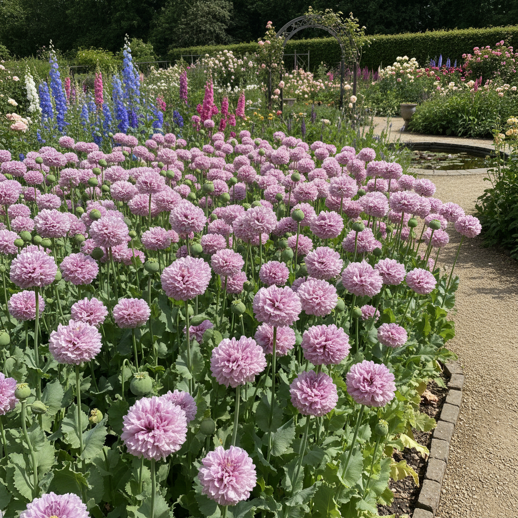 Papaver Somniferum Lilac Pom Pom Poppy Flower Seeds - Poppy Flower Seeds for Garden