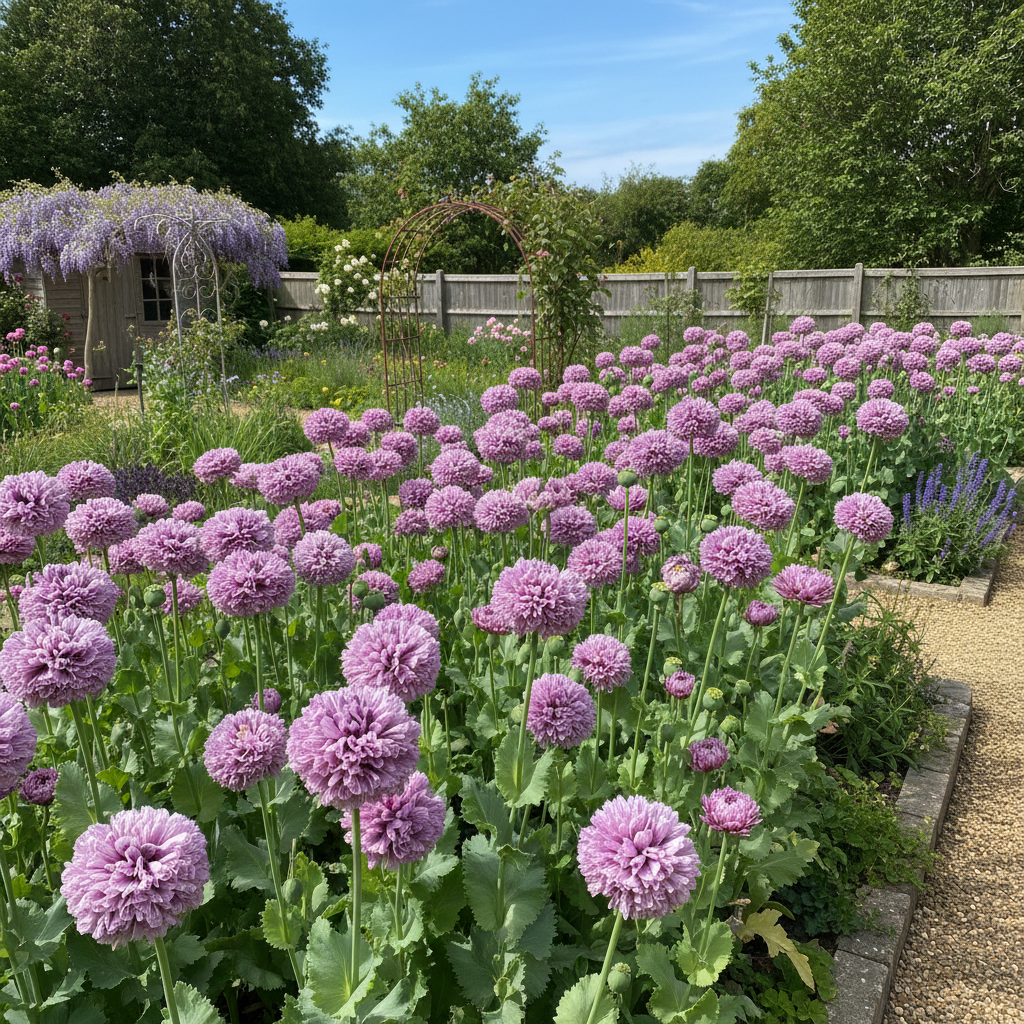 Papaver Somniferum Lilac Pom Pom Poppy Flower Seeds - Poppy Flower Seeds for Garden