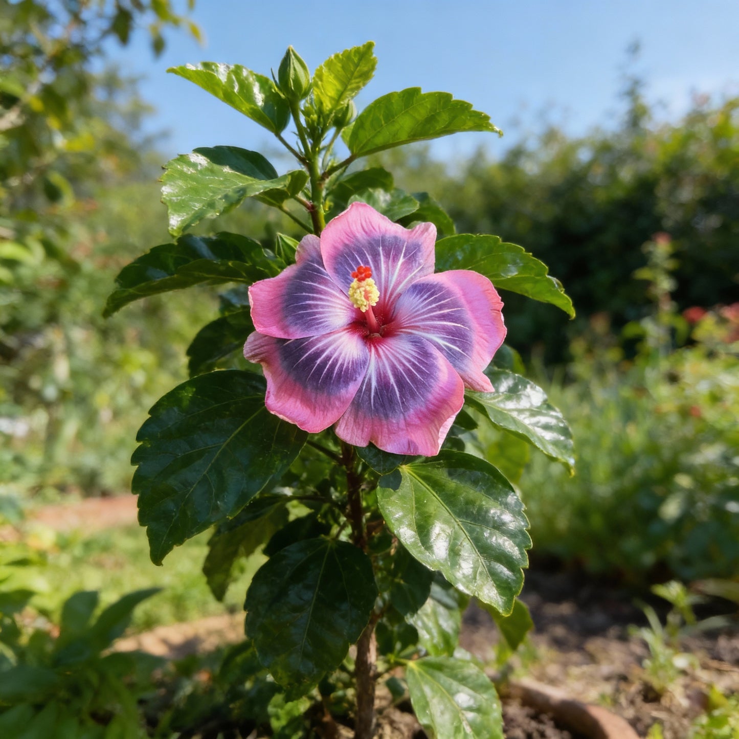 Rare Semi Blue-White Cream Hibiscus Flower Seeds for Planting