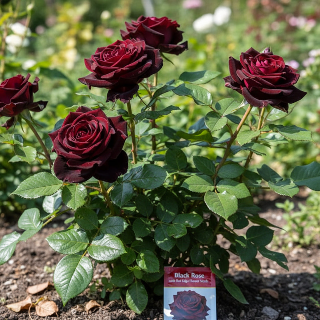 Black Rose with Red Edge Flower Seeds for Planting – Exotic Perennial Blooms