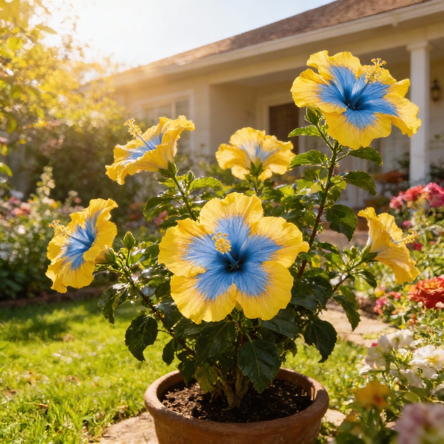 Yellow & Blue Hibiscus Flower Seeds – Vibrant Ornamental Blooms