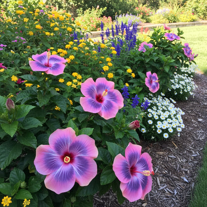 Rare Semi Blue-White Cream Hibiscus Flower Seeds for Planting