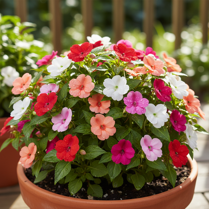 Impatiens Lollipop Mix F1 Flower Seeds for Garden Planting