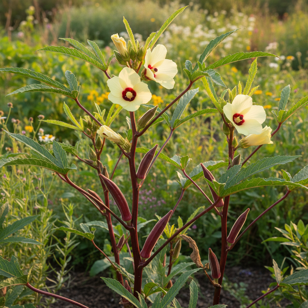 Okra Hill Country Red Vegetable Seeds for Planting